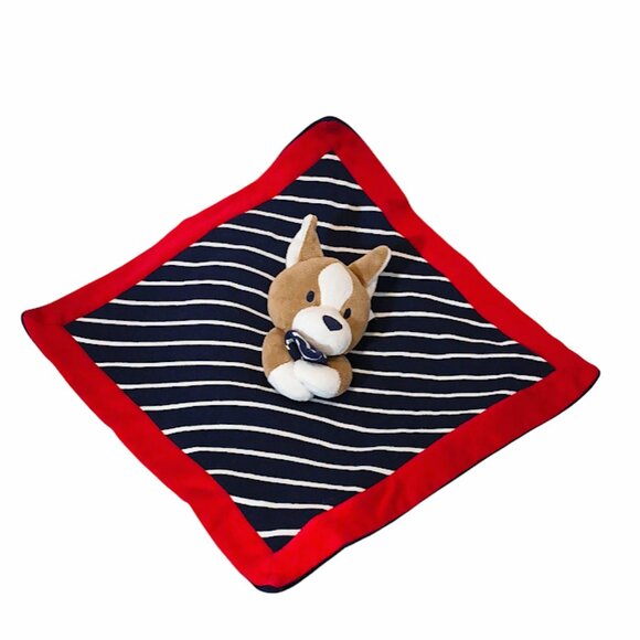 2016 Gymboree Puppy Dog Stripes Security Lovey Blanket 14" X 14" - Picture 2 of 5